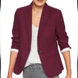 NWOT Banana Republic Burgundy Brushed Twill Washable Blazer Lined Size 8 #685